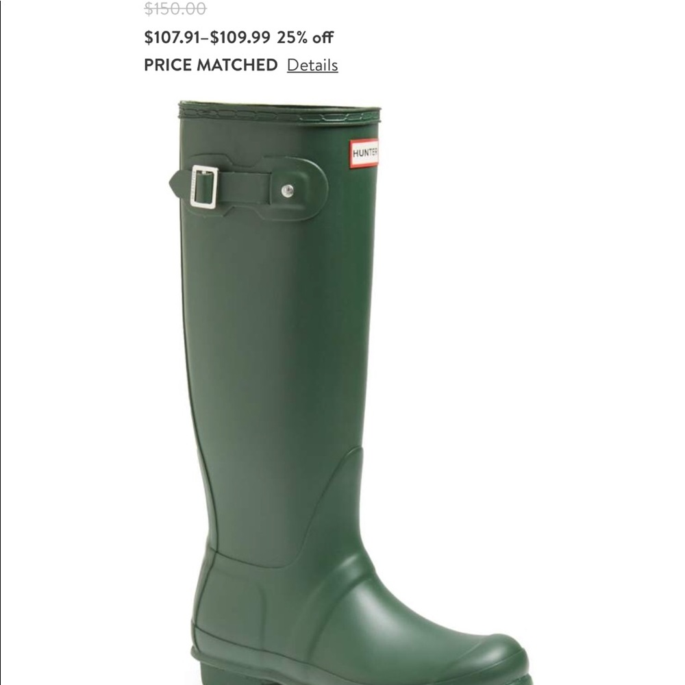 Hunter original tall rain boot sz 10 hunter green